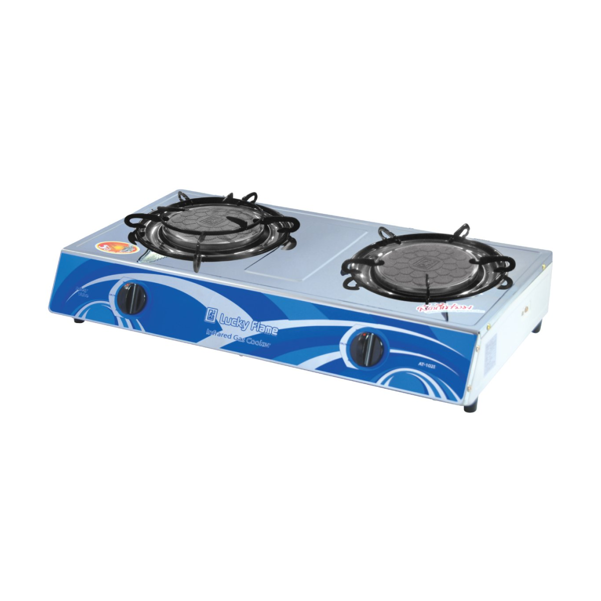 เตาแก๊สตั้งโต๊ะ หัวเตาอินฟราเรด 2 หัว หน้าสแตนเลส LUCKY FLAME รุ่น AT-102I