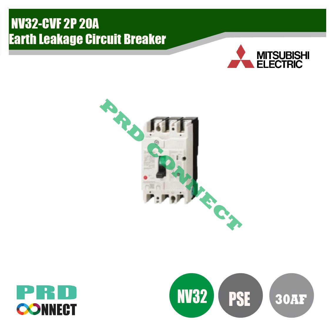 NV32-CVF 2P 20A , Earth Leakage Circuit Breaker, Mitsubishi
