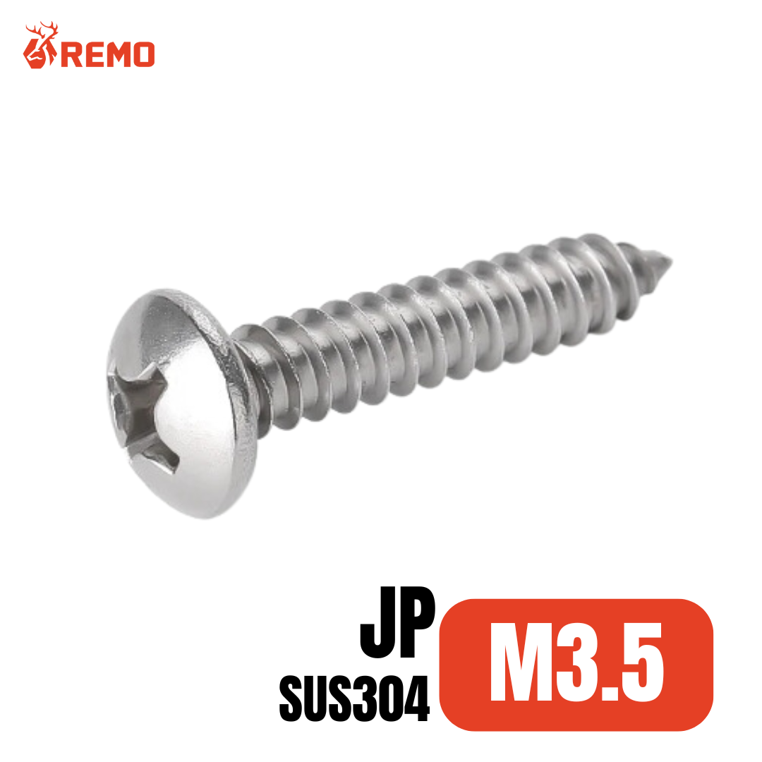 สกรูเกลียวปล่อยหัวกลมสแตนเลส (JP) M3.5 (6mm - 50mm)
