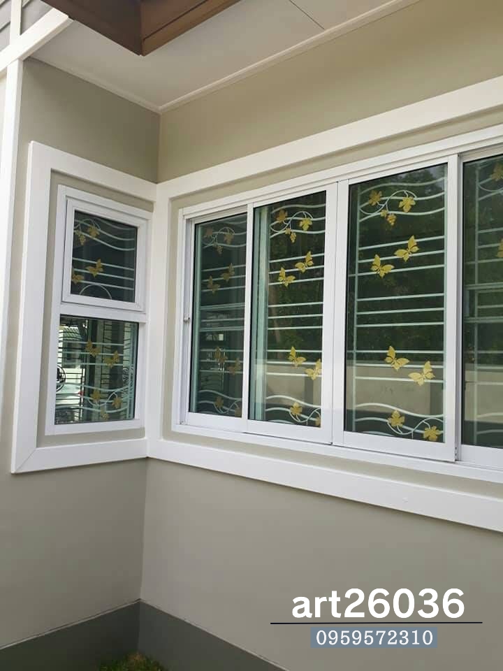 เหล็กดัดสีอบขาว ทาสีใบไม้ สวยๆ