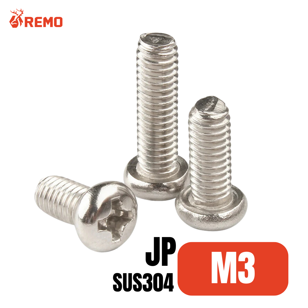 สกรูมิลหัวกลมสแตนเลส (JP) M3-0.50F(6mm - 50mm)