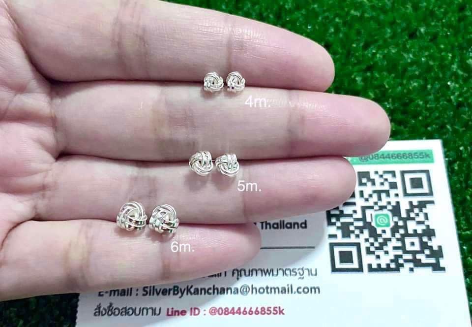 ต่างหูเงินแท้ สวยๆ กว้าง 4 มิล ถึง 6 มิล