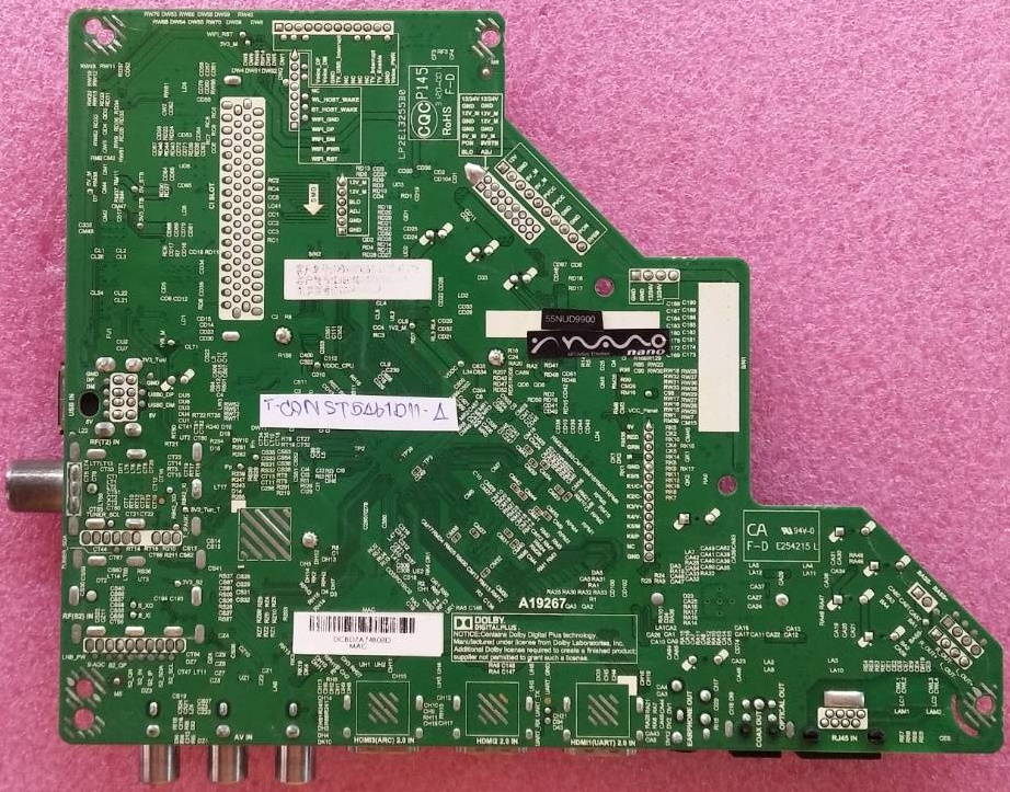 เมนบอร์ดทีวี นาโน Nano อะไหล่แท้มือสองถอดจากเครื่องพร้อมใช้งาน รุ่น 55NUD9900 พาสบอร์ด TD.MS6886.762 ทีคอนST5461D11-4