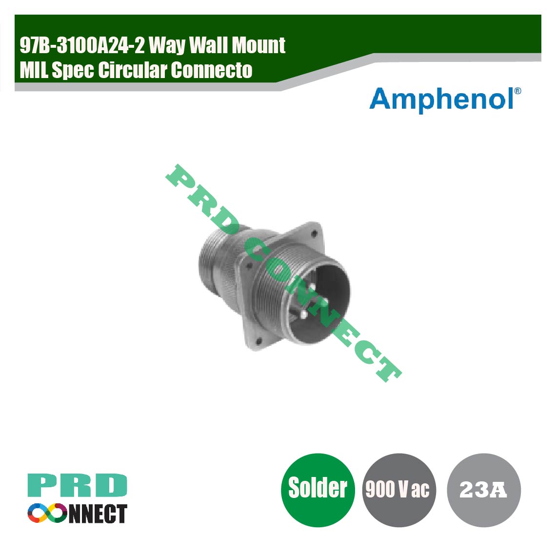 97B-3100A24-2P, AMPHENOL, 97B 7 WAY WALL MOUNT MIL SPEC CIRCULAR CONNECTOR