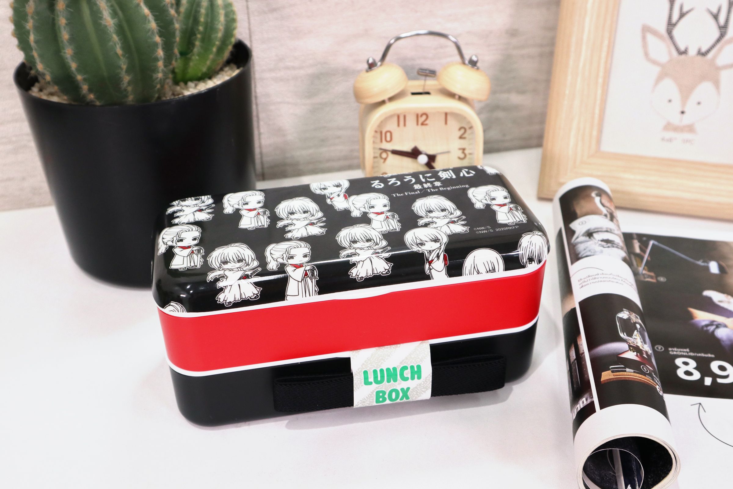 Lunch box กล่องข้าวพลาสติก 2 ชั้น มีสายรัด RurouniKenshin JPQuality 280+320ml 8x18x8 cm