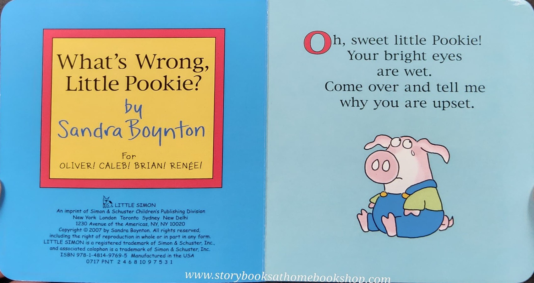 BOARD BOOK** 🍅🍓WHAT'S WRONG,LITTLE POOKIE BY SANDRA BOYNTON