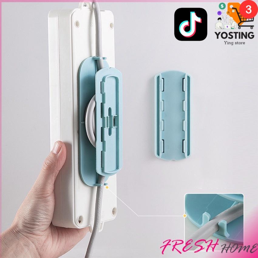ที่เก็บสายปลั๊กไฟ 2 in 1 ที่ยึดรางแบบแขวนผนังไร้รอย ตัวยึดรางปลั๊ก Socket retainer