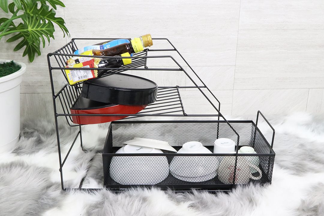 Kitchen Shelf ชั้นวางเครื่องปรุง เหล็ก 23x40x35 cm สีดำ