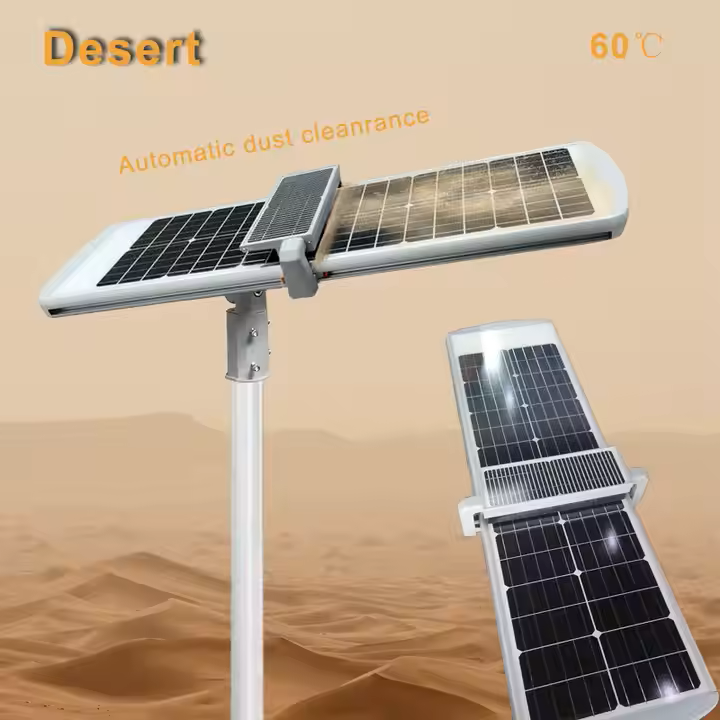 ไฟถนนโซล่าเซลล์ทำความสะอาดอัตโนมัติ