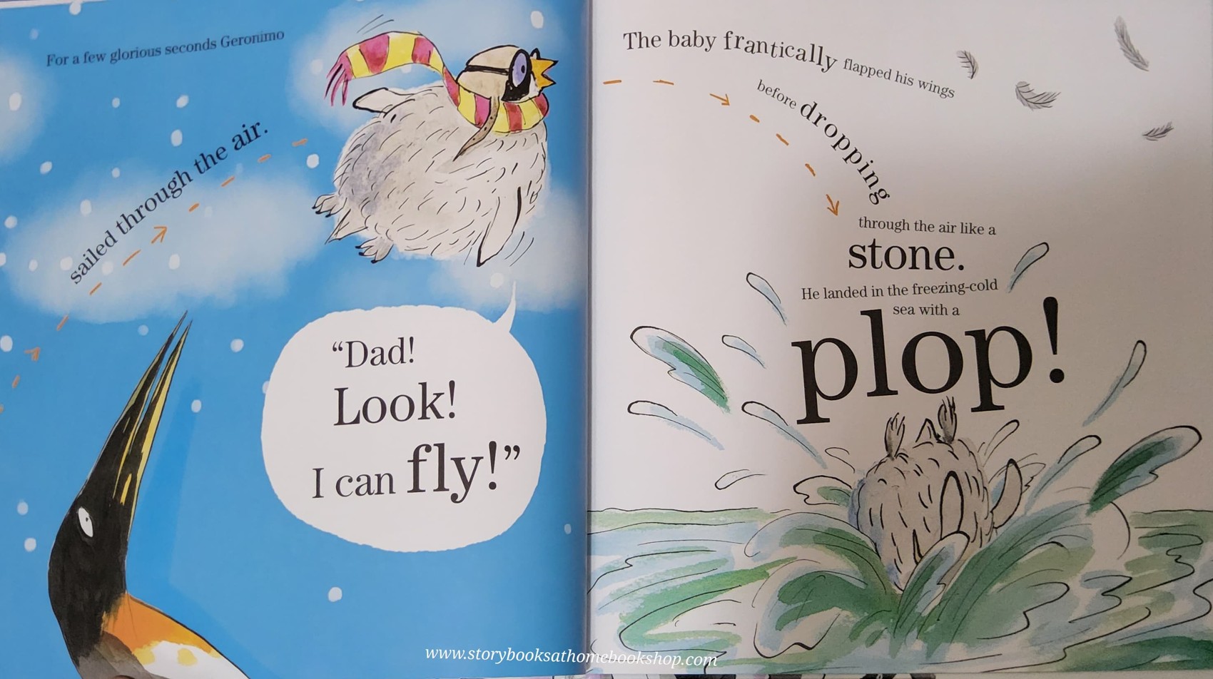 หนังสือนิทานปกแข็ง** 🍅🍅GERONIMO THE PENGUIN WHO THOUGHT HE COULD FLY! BY DAVID WALLIAMS