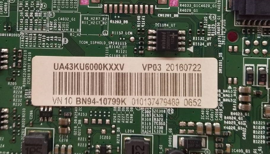 เมนบอร์ดซัมซุง (Mainboard Tv Samsung) มือสองพร้อมใช้งาน รุ่น UA43KU6000KXXT พาร์ทBN94-10799K (ใช้กับเวอร์ชั่น/Version No AA01)