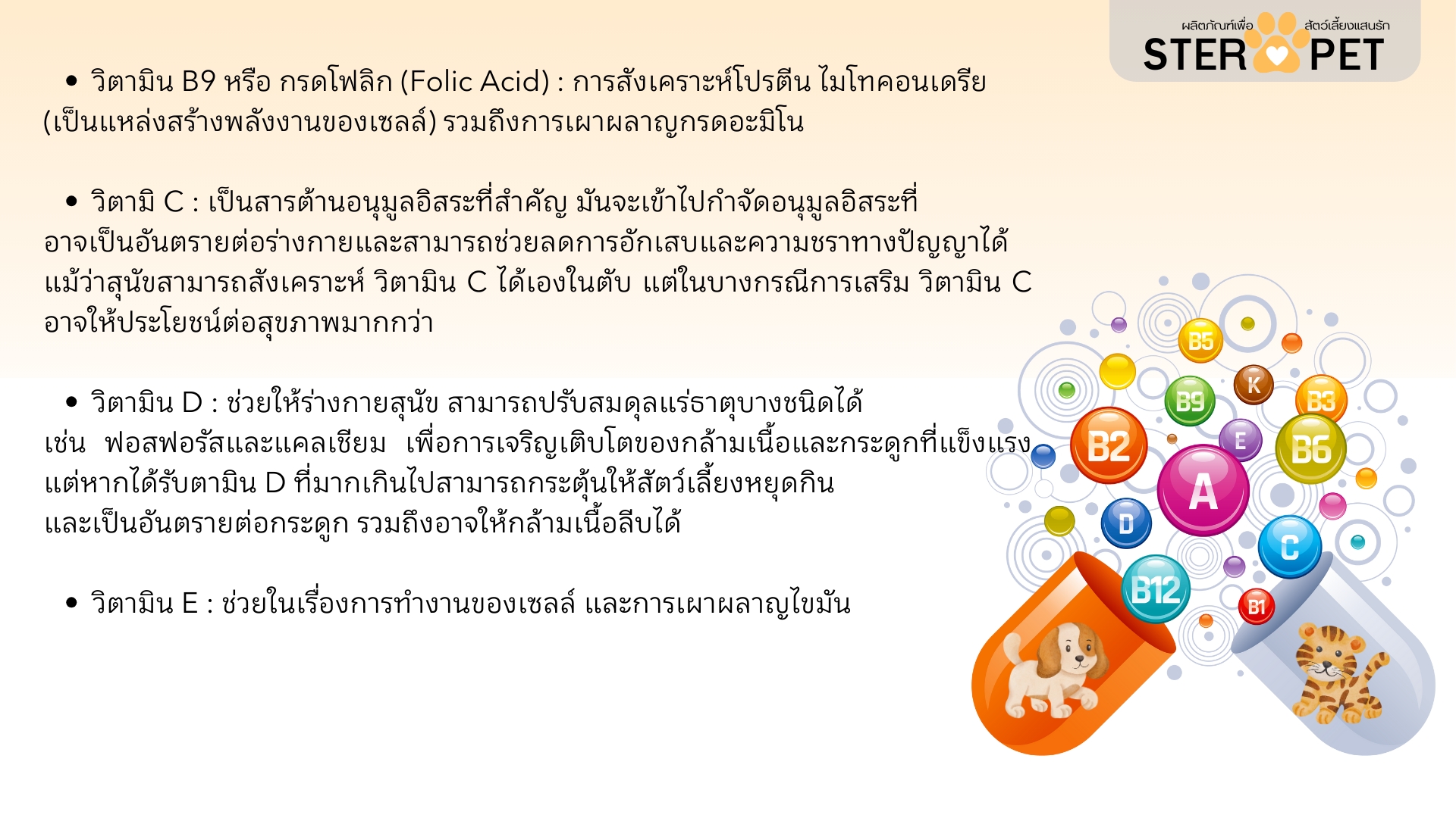 เซตทดลอง สเตอร์ เพ็ท Ster Pet เนื้องอกหมาแมว ก้อนเนื้อหมาแมว มะเร็งสุนัขแมว ลดอักเสบ ลดขนาดก้อนเนื้อ เบื่ออาหาร น้ำหนักลด ไตวายหมาแมว แผลยุบเร็ว ( 15 แคปซูล)