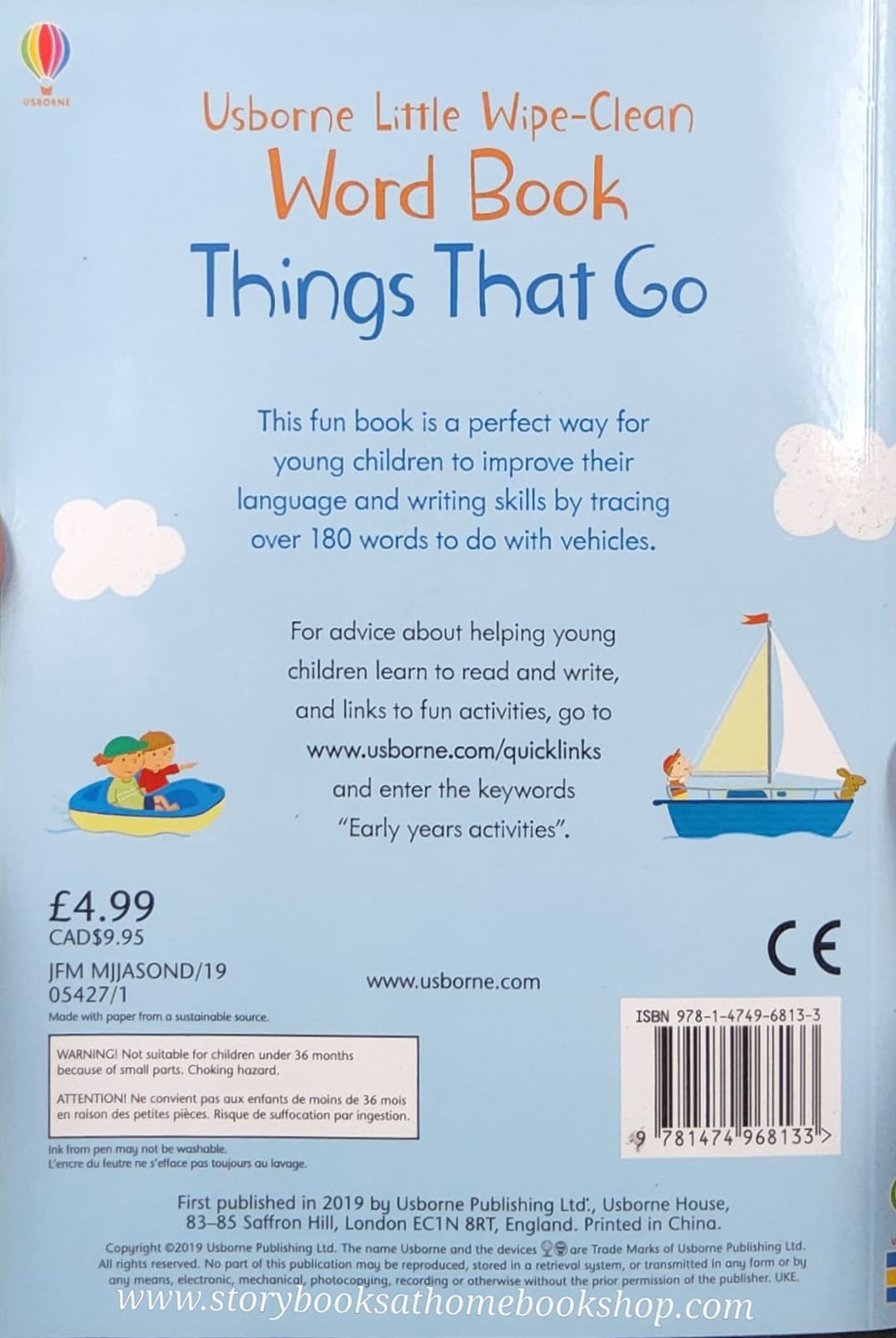 Activity Book** ♥️Usborne Little Wipe-Clean Word Book Things That Go