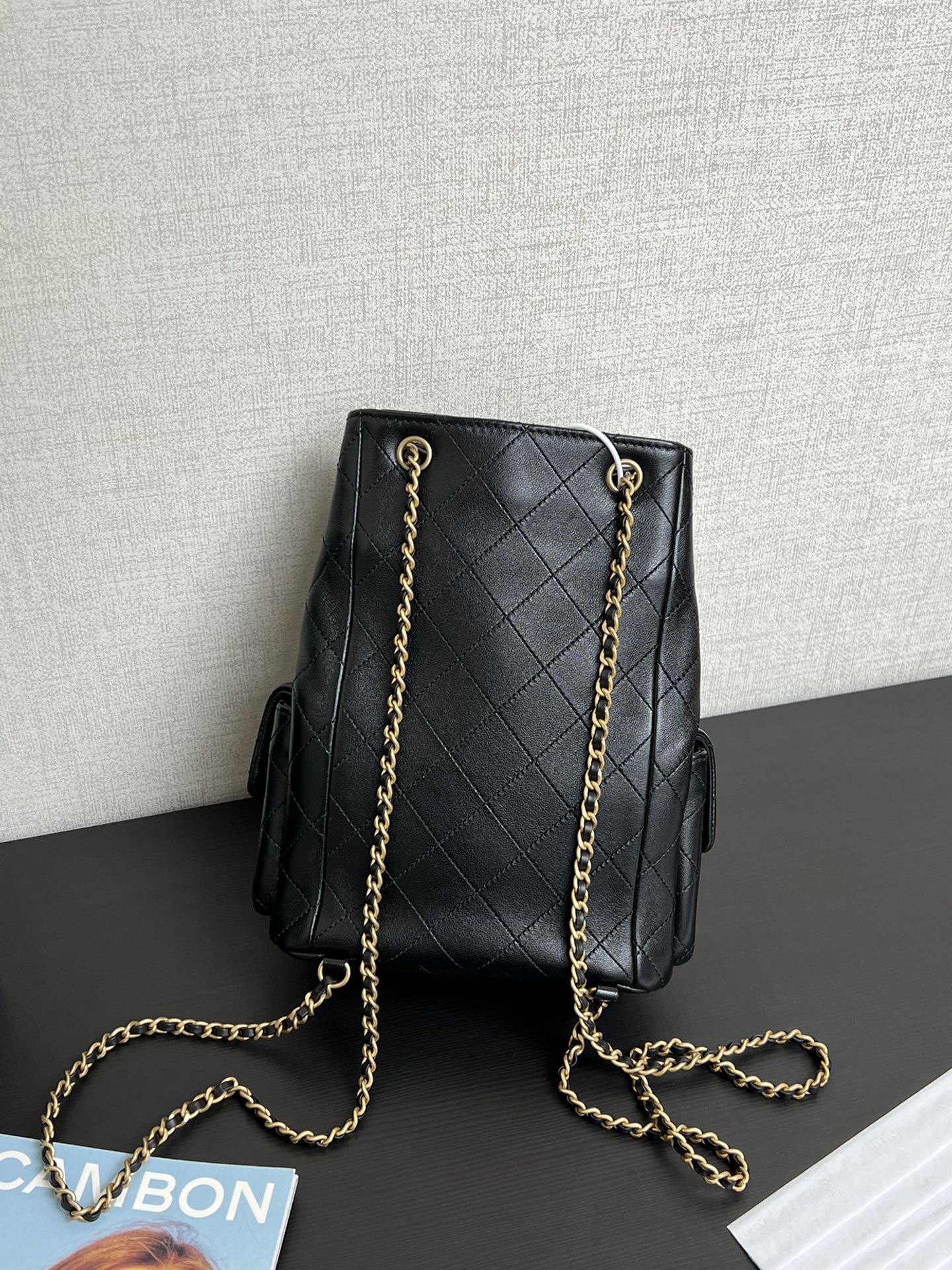 [Pre-order]กระเป๋าBackpack Shiny Lambskin & Gold-Tone Metal Blackงานเกรด Vip คุณภาพดีที่สุด AS5310