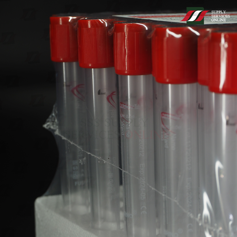 หลอดเก็บเลือดระบบสุญญากาศชนิดไม่มีสารกันเลือดแข็ง CLOTTED TUBE 6 ML