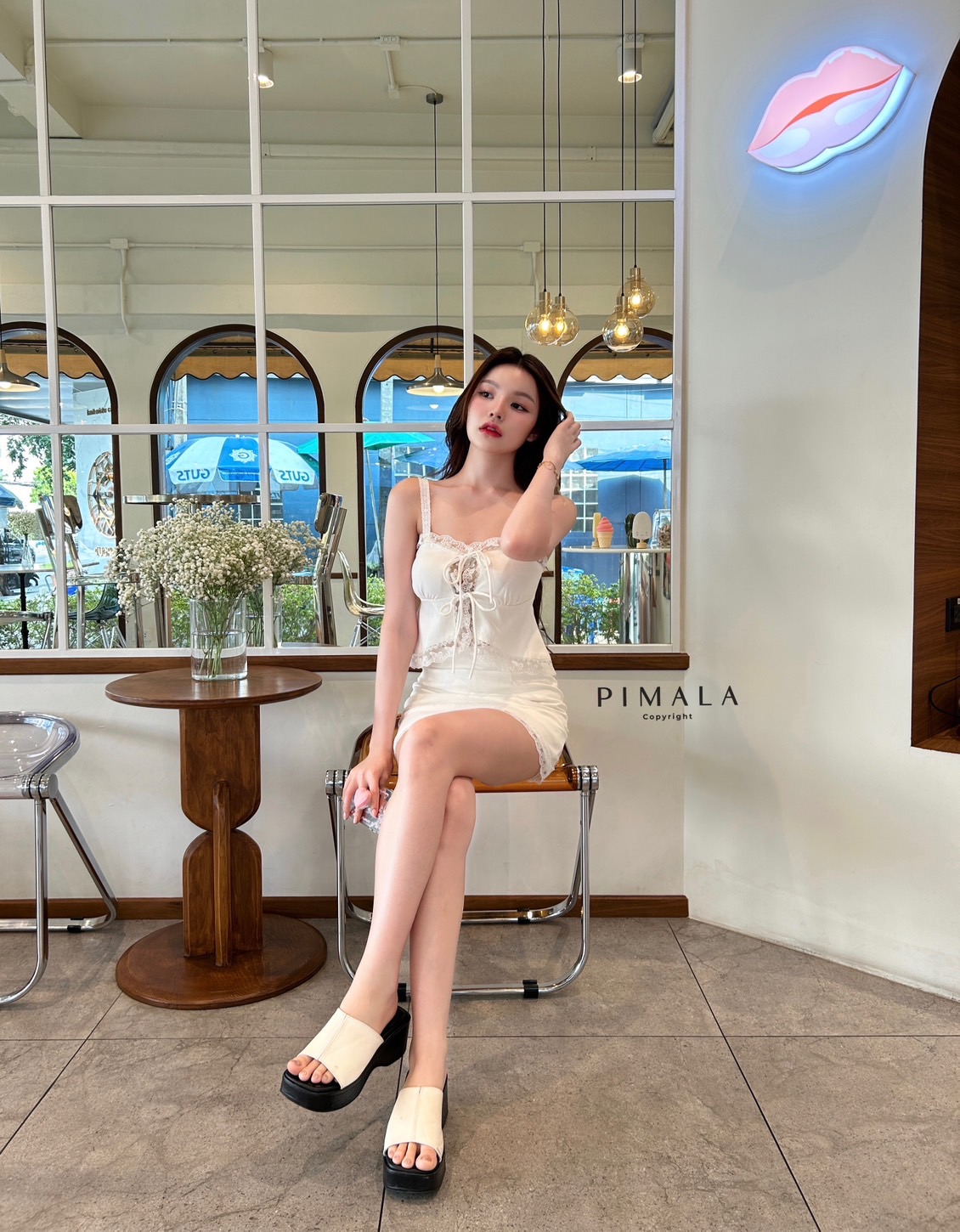 เซ็ทปักขอบลูกไม้ซีทรูลายลูกไม้ XS S M L