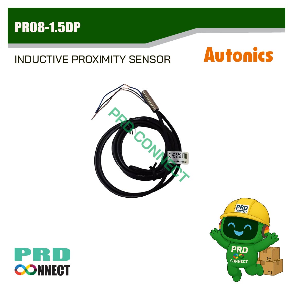 PR08-1.5DP, INDUCTIVE PROXIMITY SENSOR M8 Ø8mm 1.5mm PNP NO