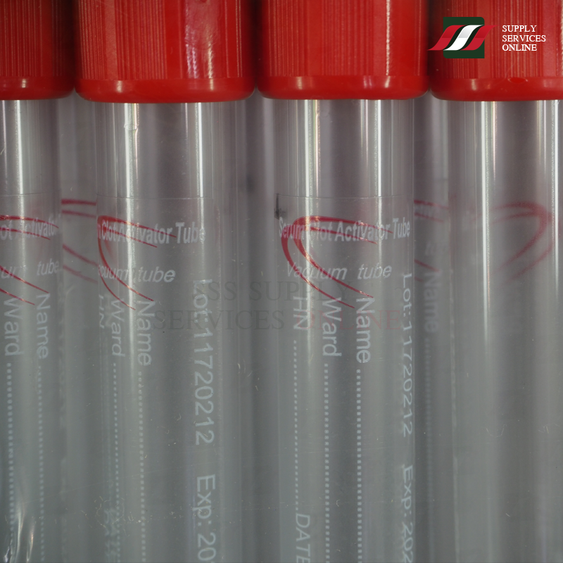 หลอดเก็บเลือดระบบสุญญากาศชนิดไม่มีสารกันเลือดแข็ง CLOTTED TUBE 6 ML