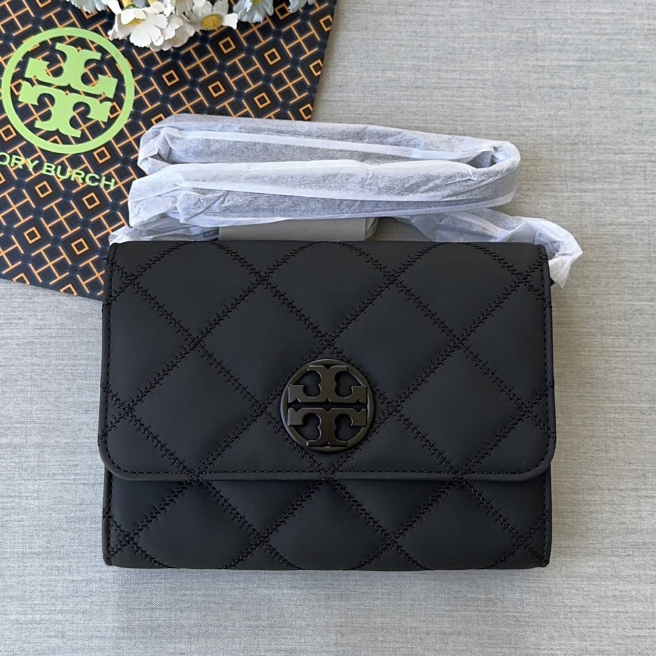 New Tory Burch Willa Chain Wallet Crossbody Bag In Claret