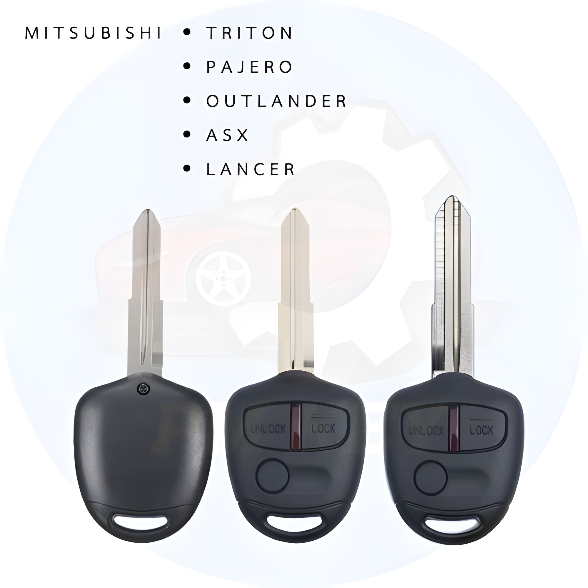 กุญแจรีโมทสำหรับรถยนต์มิตซูบิชิ Mitsubishi Triton, Pajero, Outlander, ASX, Lancer 3 ปุ่ม 433 MHz ชิพ 46 (ตัววงจรรีโมทสามารถใส่ในกรอบได้ 2 ปุ่ม และ3 ปุ่ม) คู่ซ้าย และคู่ขวา