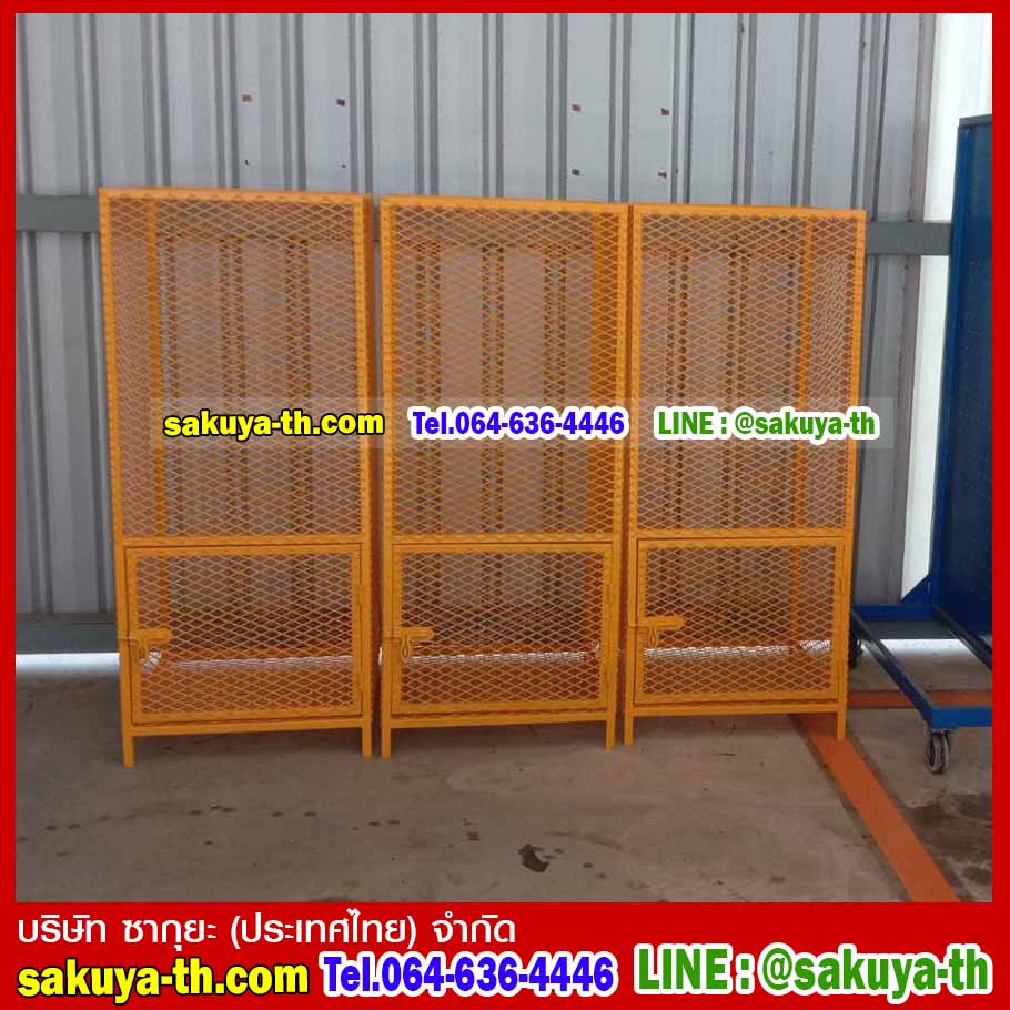 โครงเหล็กวางถังขยะ แบบตะแกรง ขนาดใหญ่ มีประตู