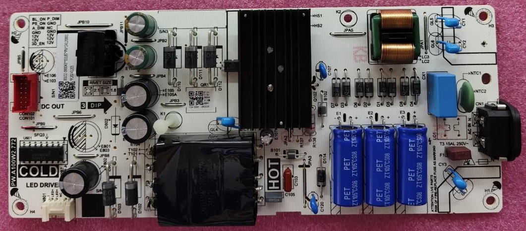 ซัพพลายทีวี ทีซีแอลTCL ของแท้ถอดจากเครื่อง รุ่น 55V6B 55P655 พาร์ท PW.A100W2.772