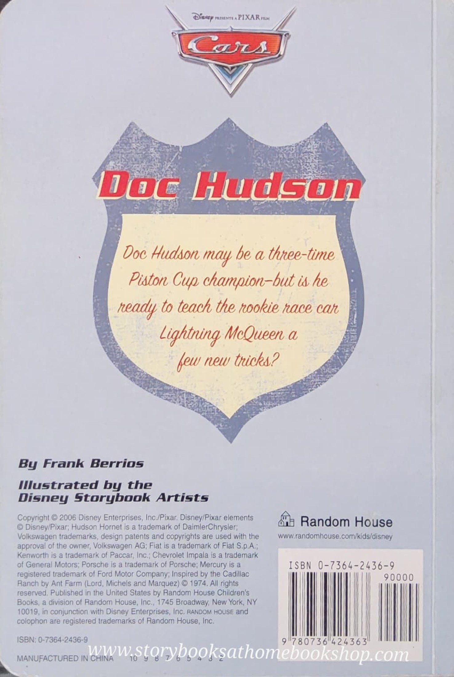 BOARD BOOK ** 🍅🍅DISNEY PIXAR CARS: DOC HUDSON