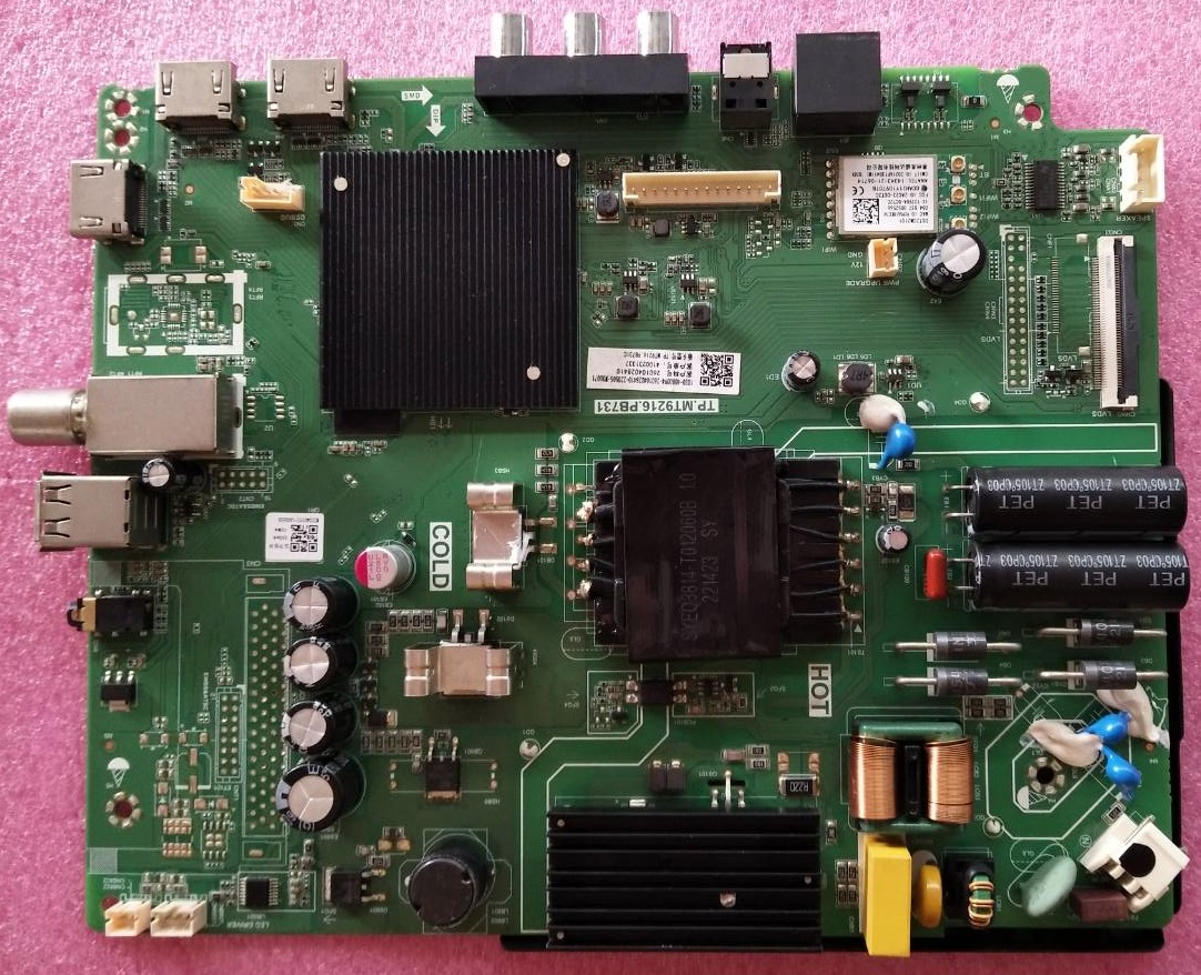 เมนบอร์ดทีวีไฮเออร์ HAIER ของแท้ถอดจากเครื่อง ใช้กับรุ่น H43D6FG พาร์ทTP.MT9216.PB731 ใช้ทีบาร์PT430CT03-14 ver.2.5