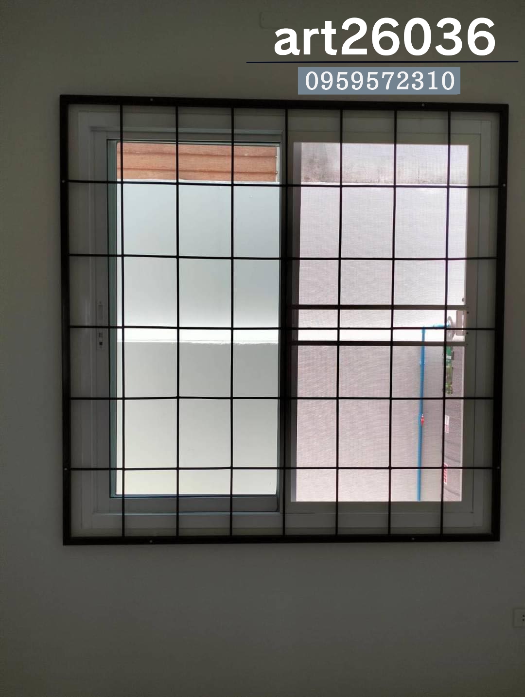 เหล็กดัดพร้อมมุ้งลวด โมเดิร์น สีดำ