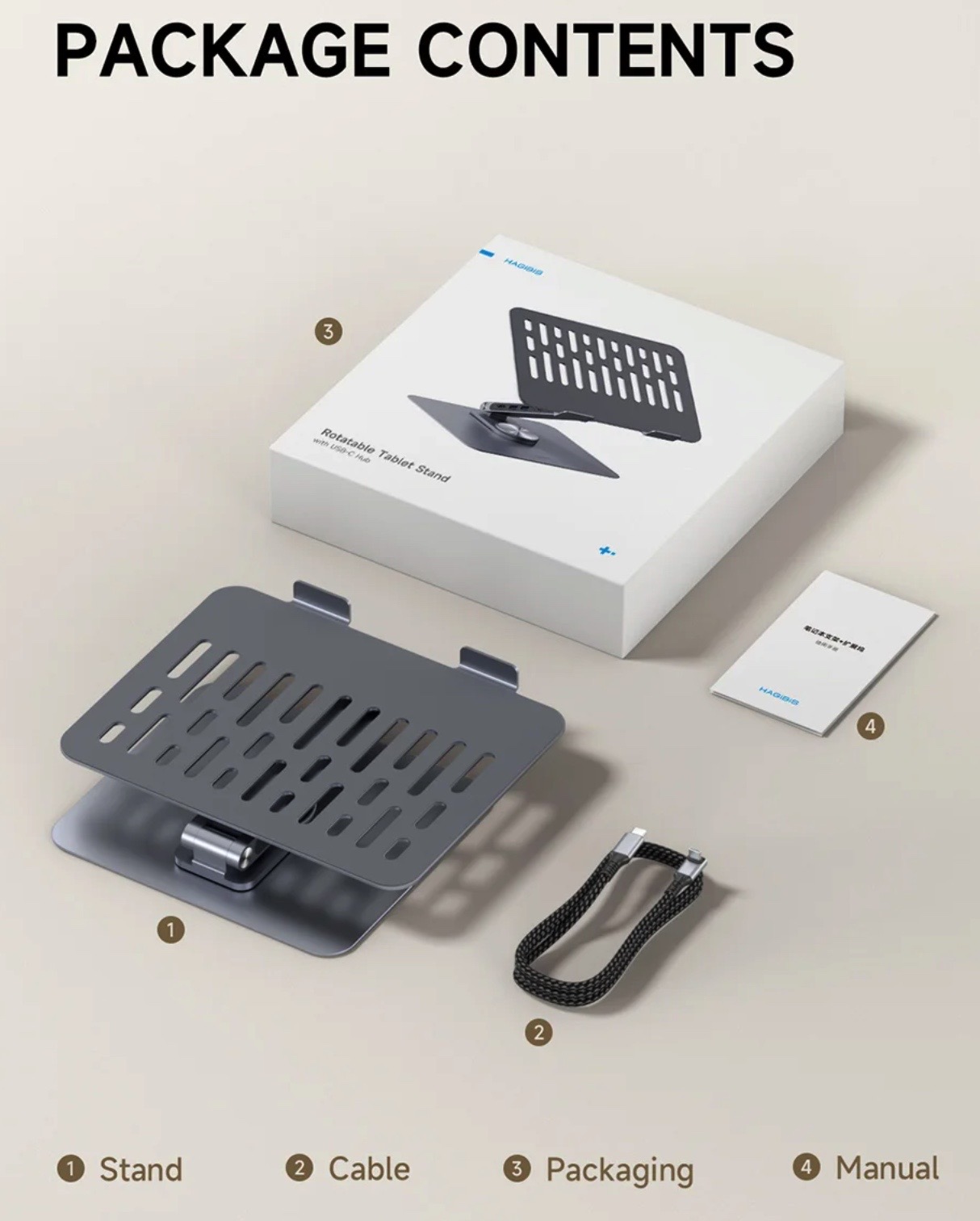 Hagibis LTP01H Laptop Stand with Multifunction adapter HDMI SDcard Aux USB C PD