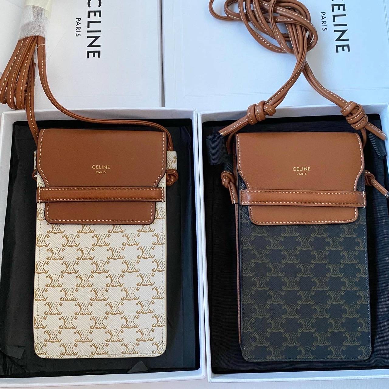 New Celine phone pouch อุปกรณ์ กล่อง การ์ด ถุงผ้า ถุงกระดาษ