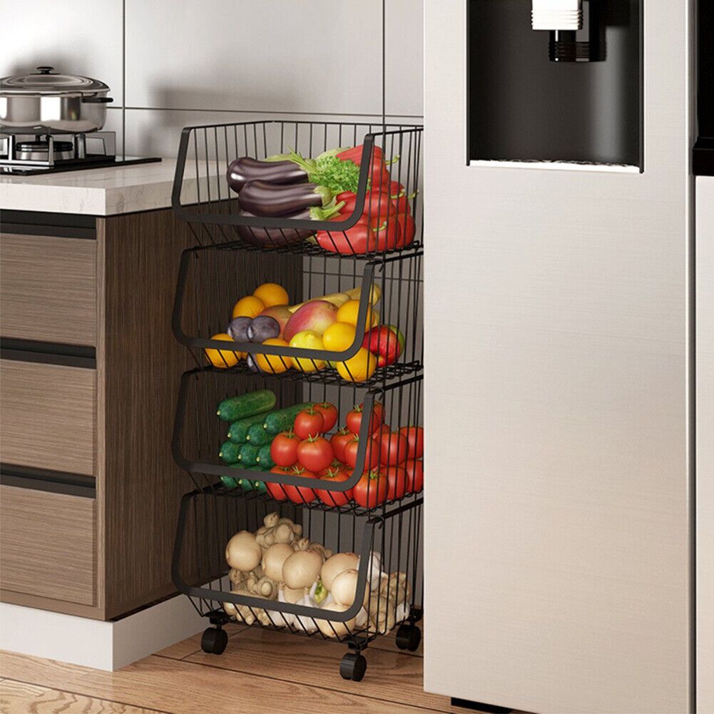 Rolling shelf ชั้นวางของ ชั้นเหล็ก 4 ชั้น มีล้อ 33x42x88 cm