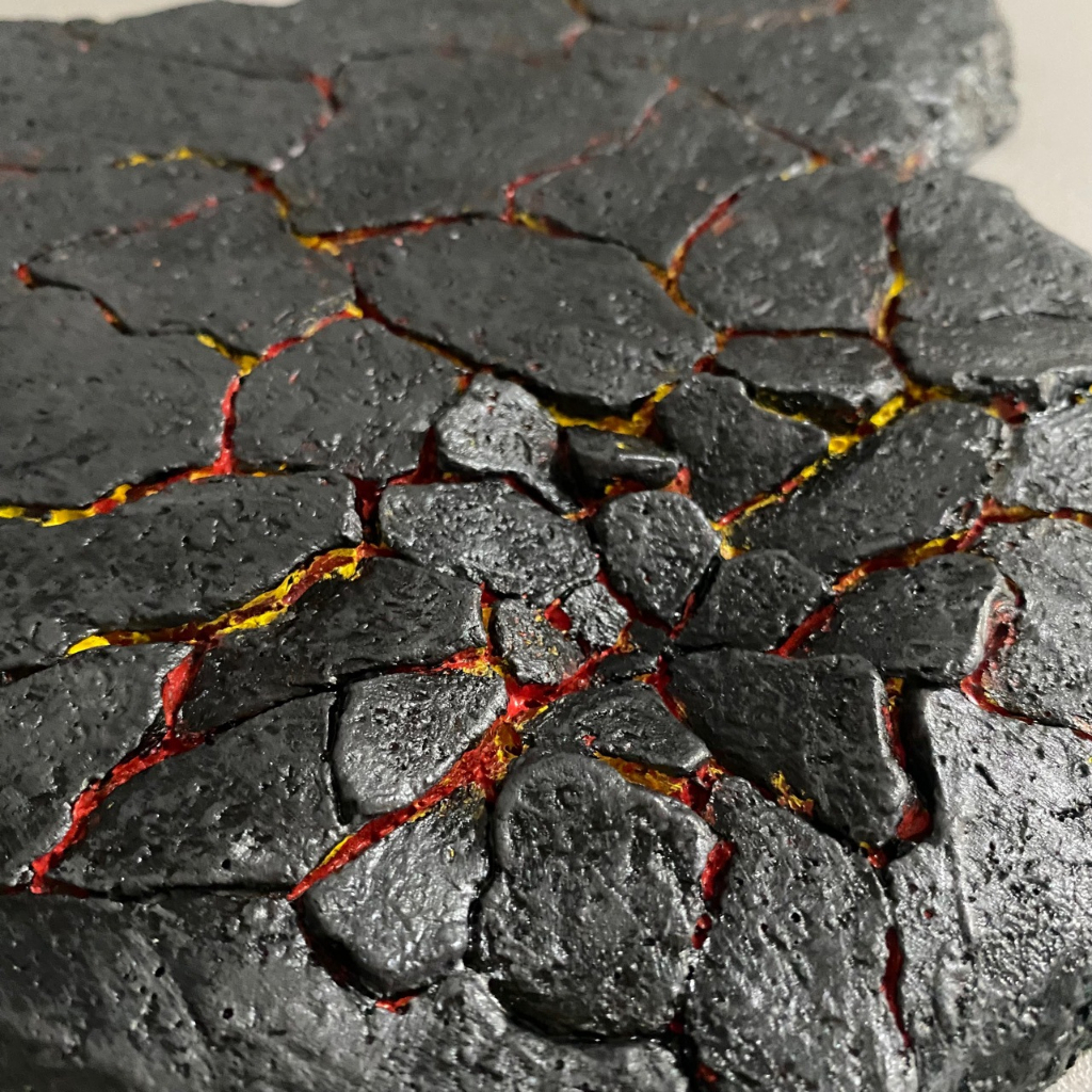 GK002ฉากพื้นหิน (มีไฟ) ไดโมราม่า ฐานวางโมเดล ฟิกเกอร์ งานฉาก งานเรซิ่น GK Resin Diorama ground Model Figure