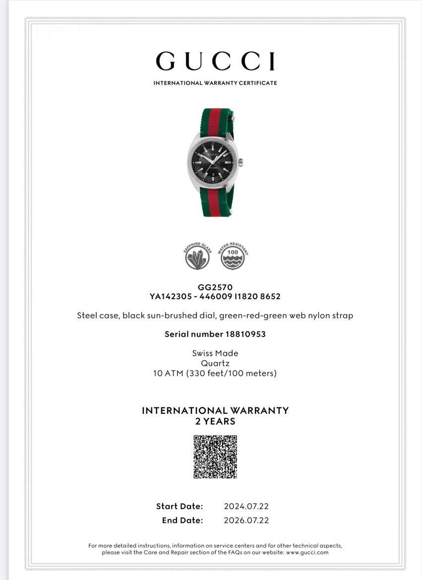 New Gucci GG2570 ออกชอป uk (uk) อุปกรณ์. กล่องเขียว ฝาครอบ ป้ายTag รหัสบาร์โค้ด ✅✅ มีใบรับประกัน online 2 ปี