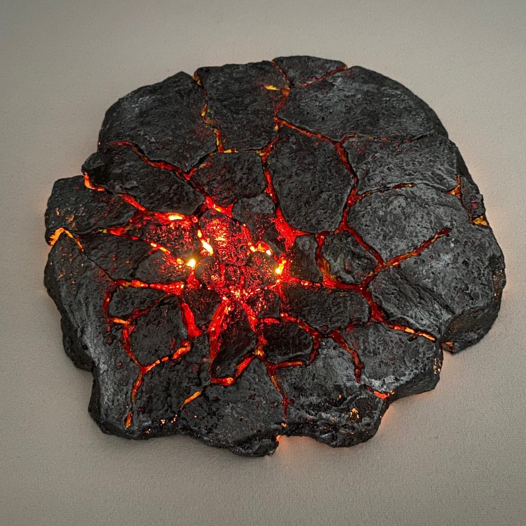 GK002ฉากพื้นหิน (มีไฟ) ไดโมราม่า ฐานวางโมเดล ฟิกเกอร์ งานฉาก งานเรซิ่น GK Resin Diorama ground Model Figure