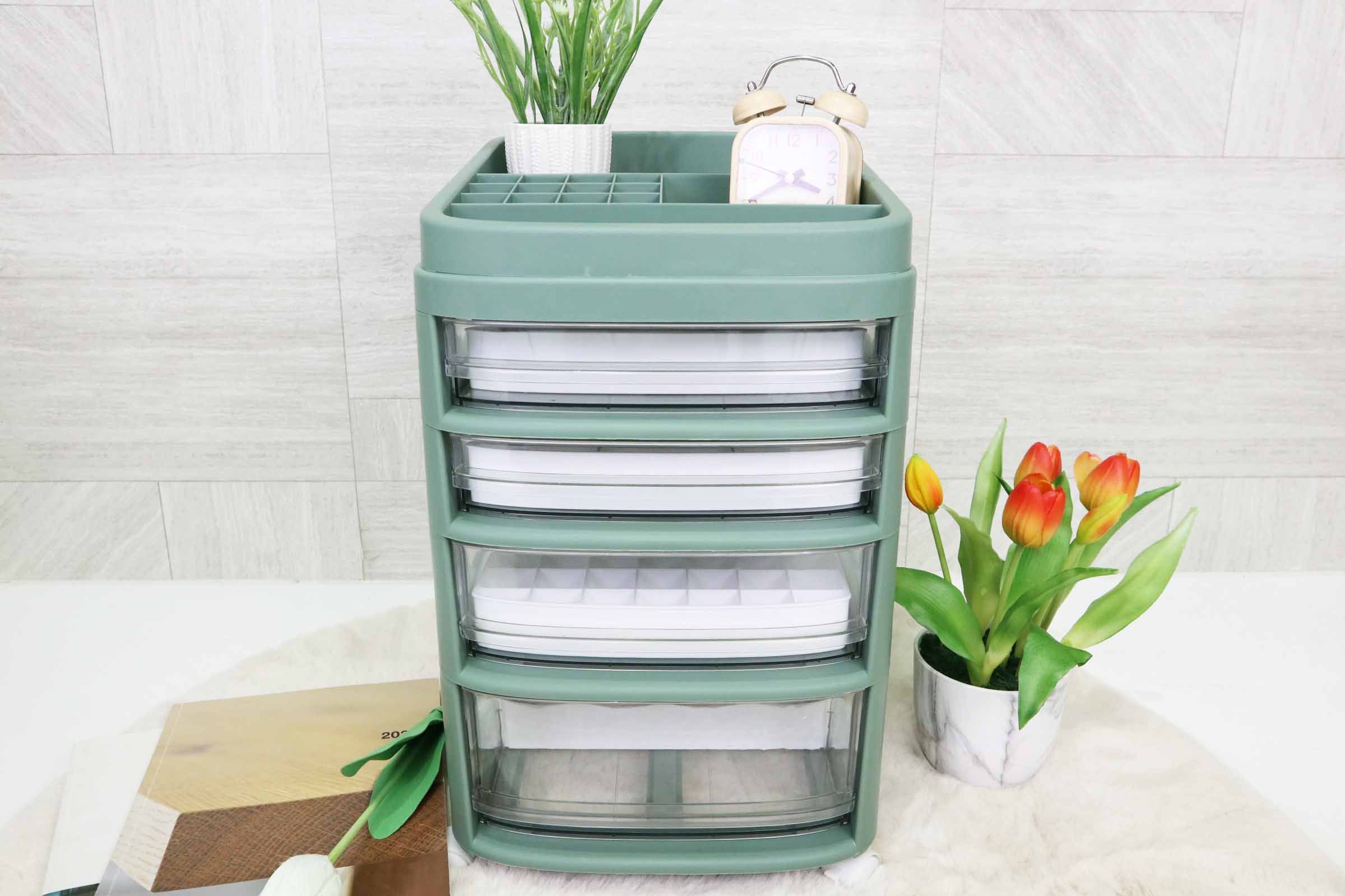 Storage shelf ลิ้นชักเก็บเครื่องสำอาง ชั้นเก็บของ 4 ชั้น มีล้อ 28x33x43 cm