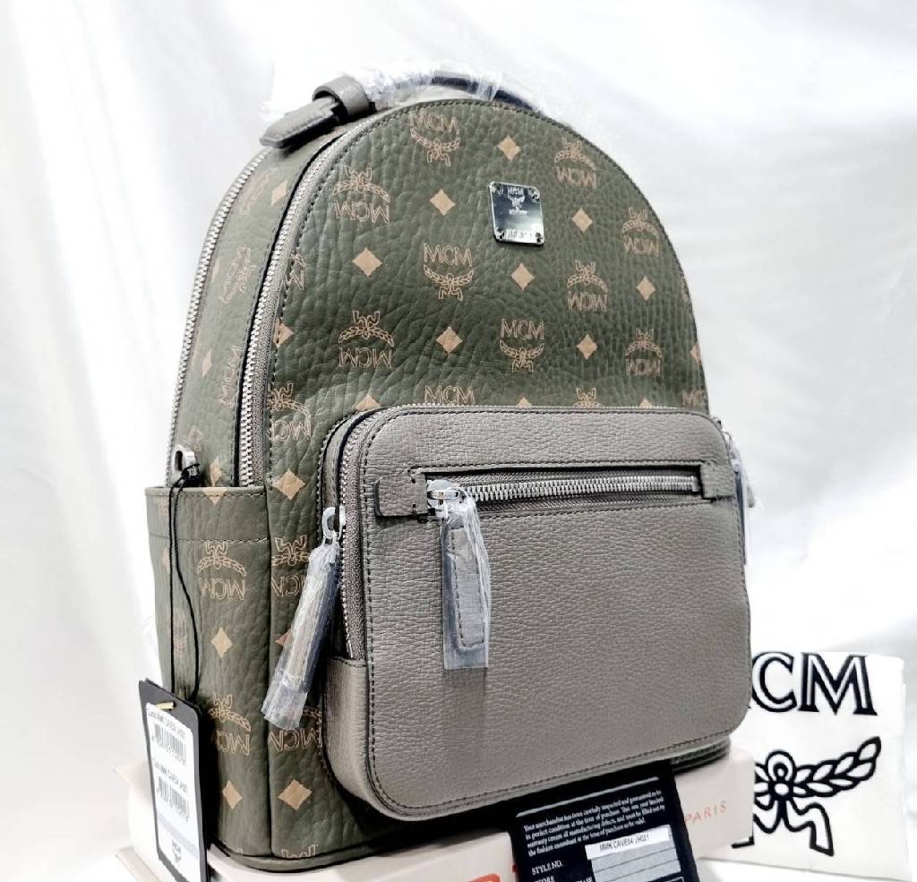 New MCM Stark Small Backpack Sea Turtle Top handle; 2.5″ drop Adjustable logo-tape backpack straps