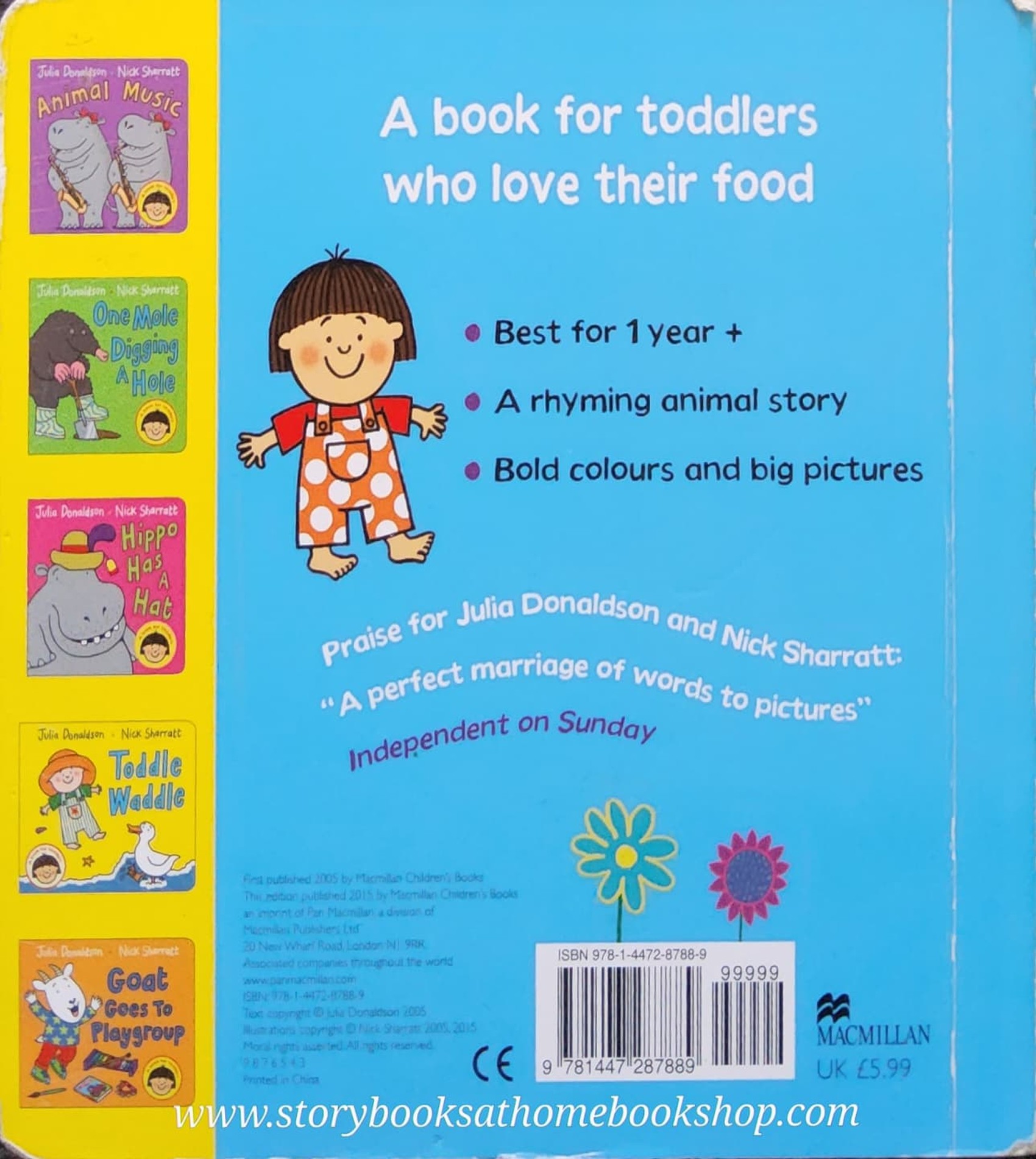 BOARD BOOK ** 🍅CHOCOLATE MOUSSE FOR GREEDY GOOSE BY JULIA DONALDSON.NICK SHARRATT