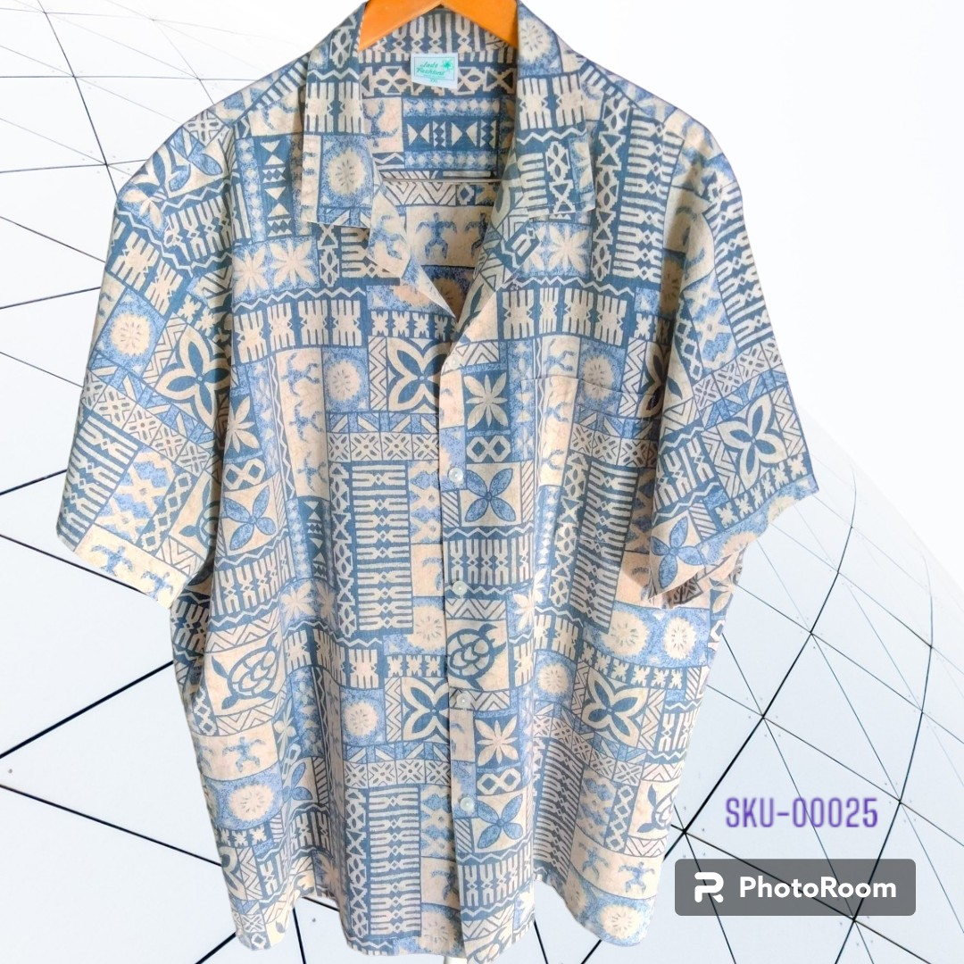 เสื้อฮาวายมือสอง ป้าย Jade Fashion ลายดอกไม้ เต่า คน 65% Polyester 35% Cotton กระเป๋าต่อลาย อก 27 ยาว 31 ราคา 250 บาท ค่าจัดส่งเหมา ๆ 30 บาท (สั่งกี่ตัวก็ได้)