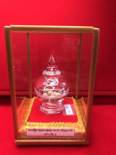พระทันตธาตุ (ได้หลังการเผาพระสรีระหลวงปู่แล้ว เหมือนพระอังคารแต่ยังเป็นรูปพระทันตธาตุ (ฟันกราม) อยู่ และพระอัฐิธาตุครูบาผาผ่า พระอริยสงฆ์เมืองแม่ฮ่องสอน ซึ่งหลวงปู่ครูบาเจ้าศรีวิชัยได้กล่าวว่าเป็นตุ๊น้องผู้ไม่ชอบเปิดเผยตัว