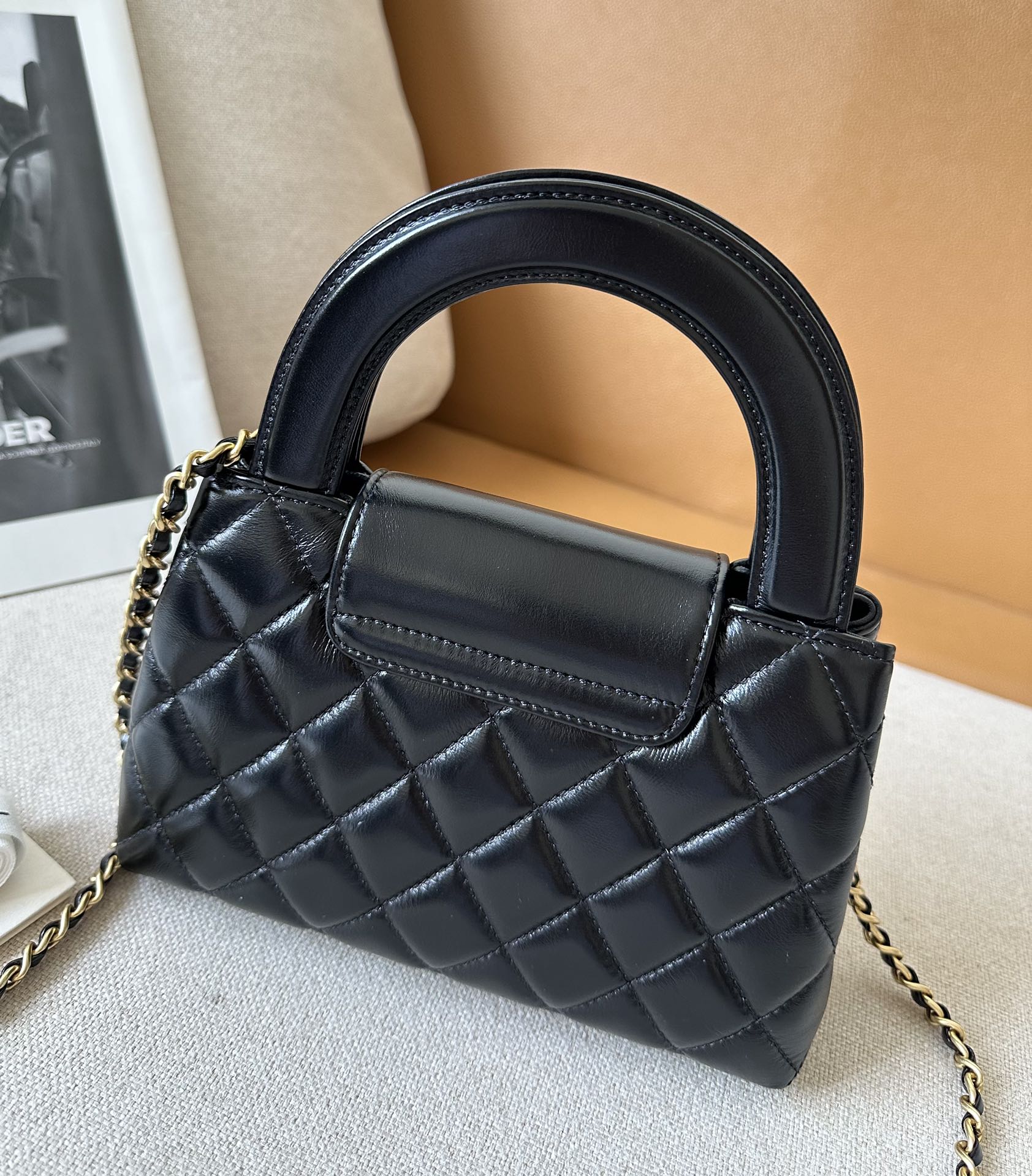 [Pre-order] Chanel Kelly Mini Shopping Bag Mini 23K Shiny Aged Calfskin Black งาน VIP คุณภาพที่ดีที่สุด