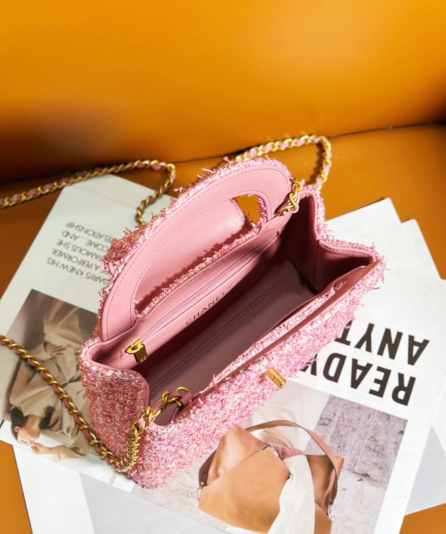 [Pre-order] กระเป๋า CHANEL Mini shopping Bag Chain ruder Tweed pink AS4416 หนังคุณภาพเกรดที่ดีที่สุด