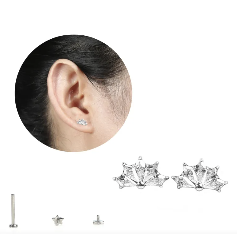 ต่างหูสกรูใน Internally Thread Labret ขนาดก้าน 1mm