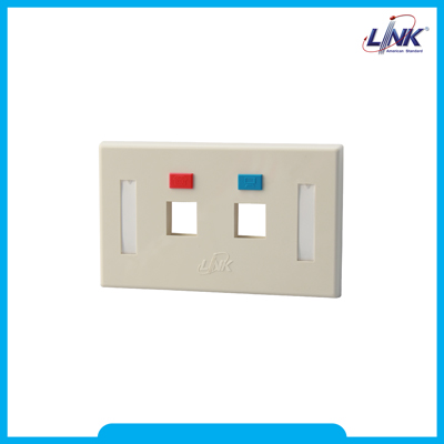 FACE PLATE 2 PORT With Icon & Label ID (Ivory)