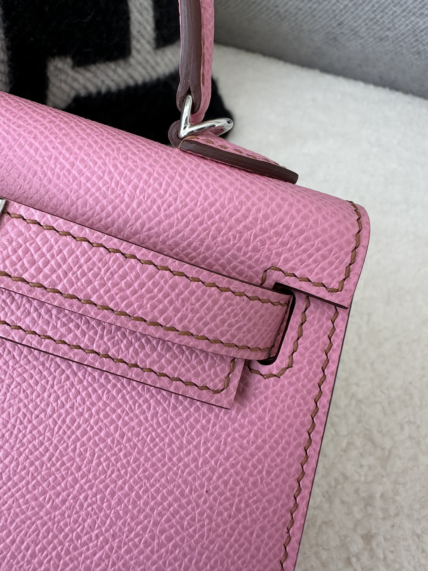 [Pre-order] Hermes Mini Kelly 5P Bubblegum Pink Epsom Palladium Hardware Full handmade 100% คุณภาพ VIP เกรดดีที่สุด