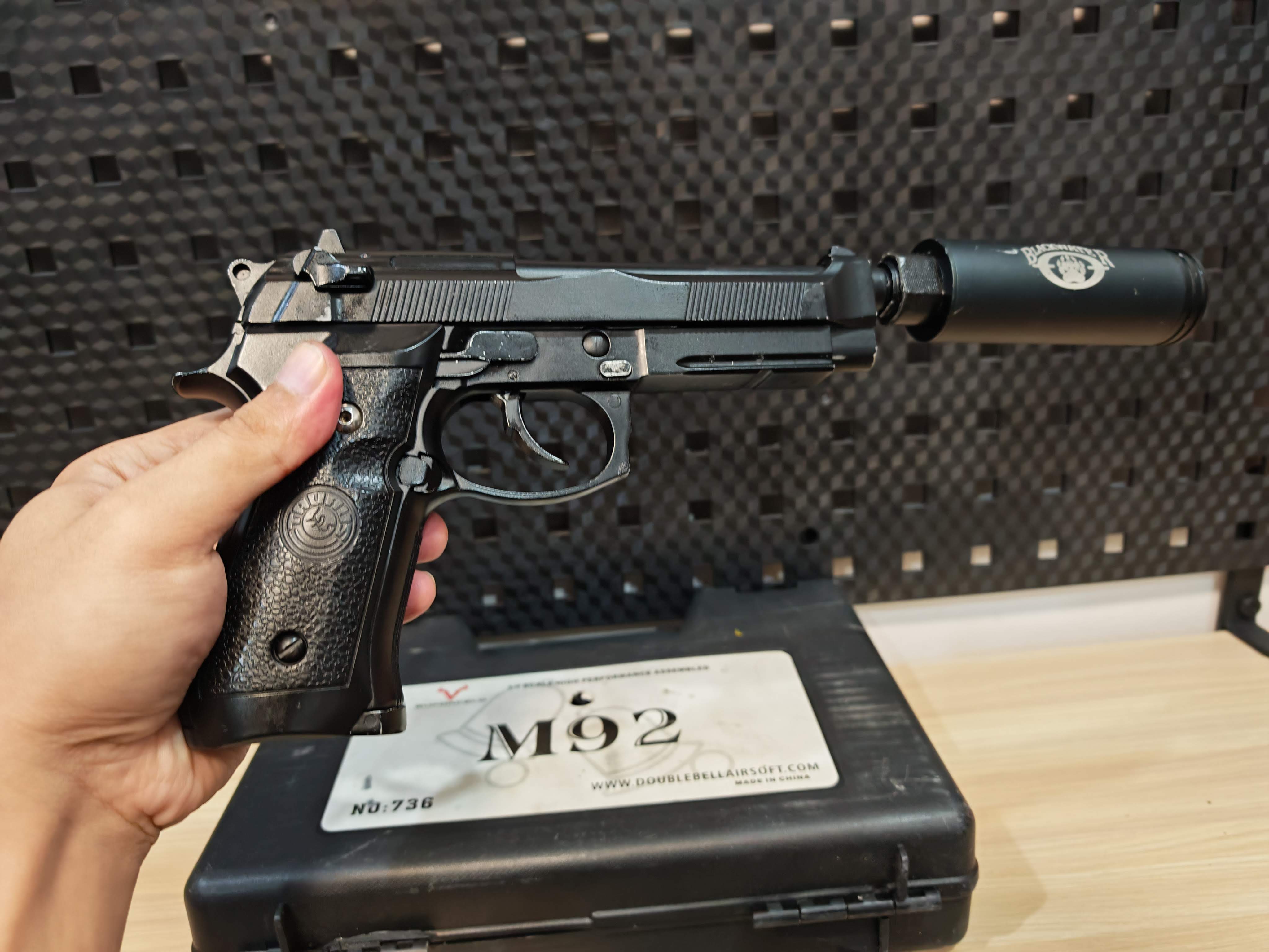 Double Bell 736 Taurus PT92 Beretta สีดำ GBB BB Gun บีบีกัน แบบแก๊ส ปืนอัดลม มือสอง Airsoft Gun