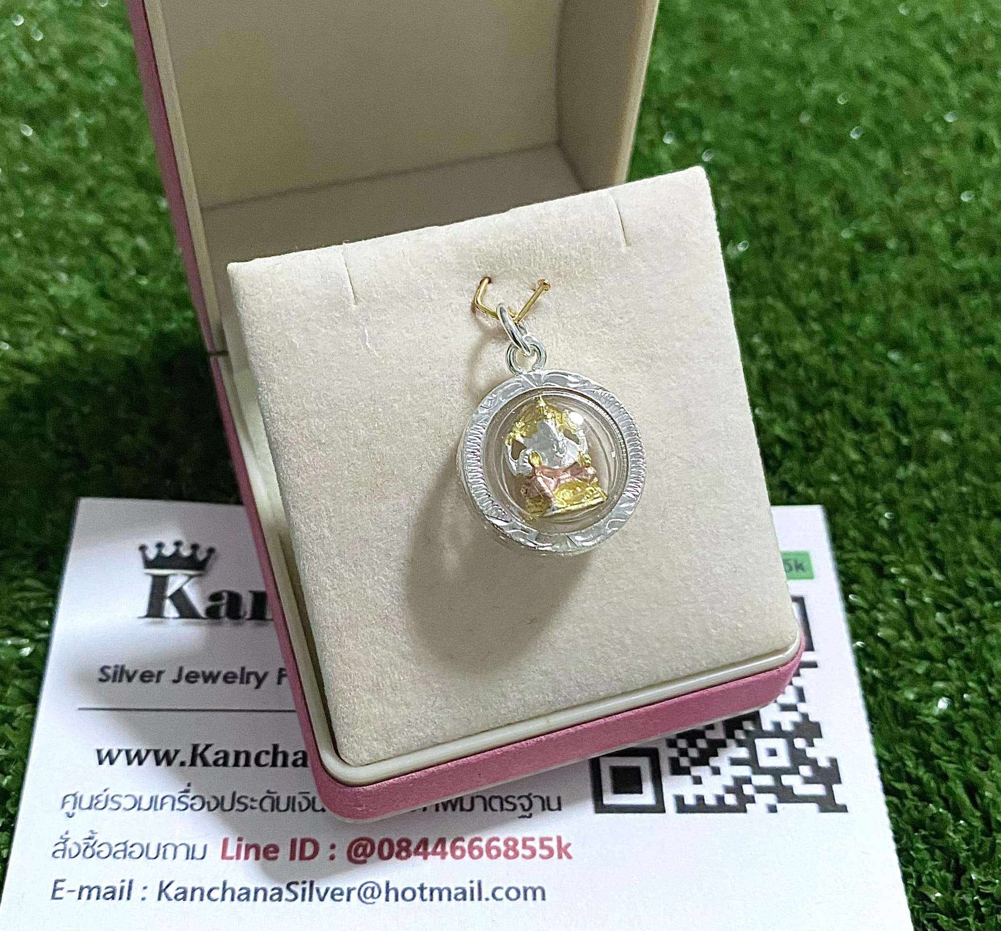 จี้เงินแท้ พระพิฆเนศ 3 กษัตริย์ กว้าง 15 มิล