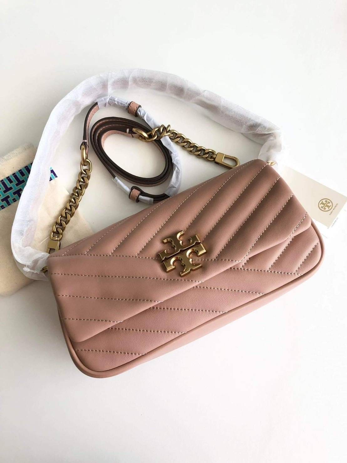 New Tory Burch Kira Chevron Tassel Small Flap Shoulder Bag