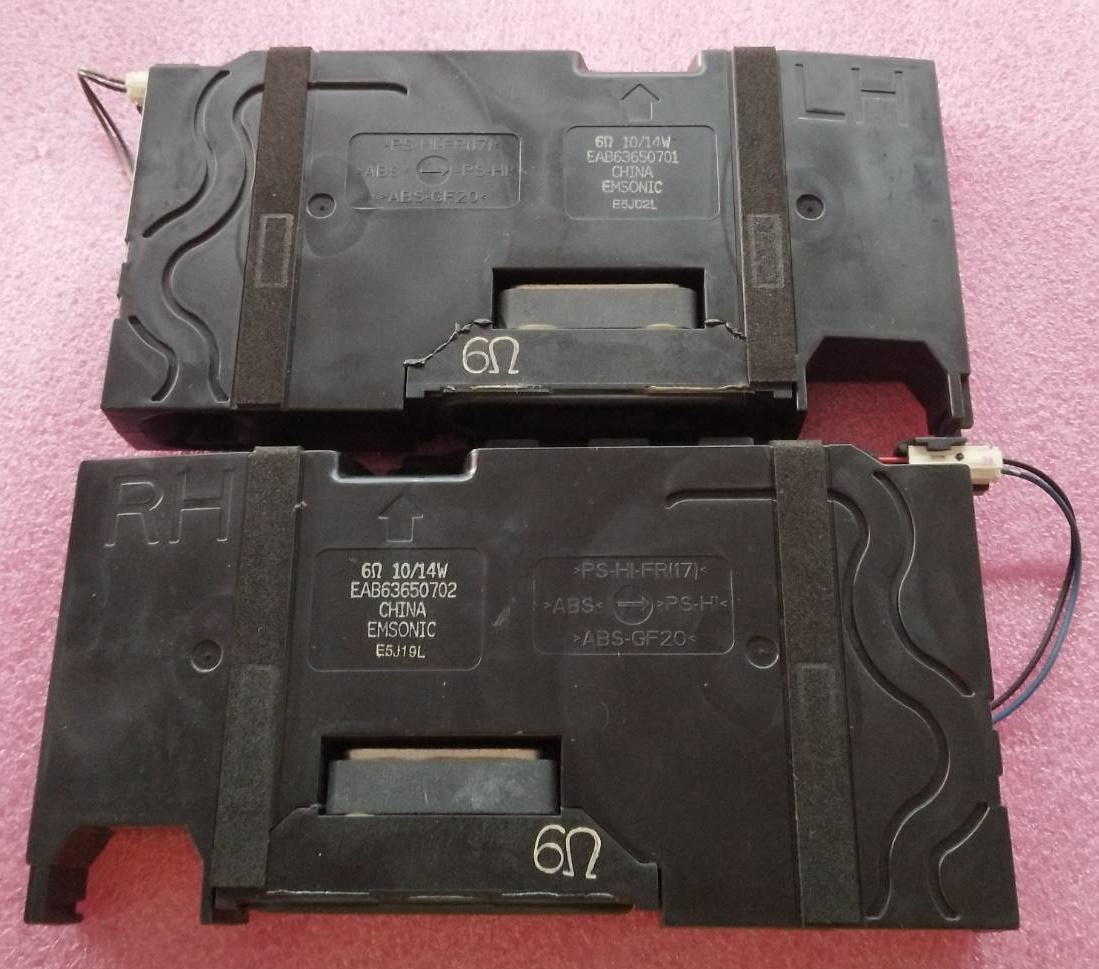 ลำโพงทีวี LG (แอลจี) อะไหล่แท้/มือสองพร้อมใช้งาน พาร์ท EAB63650701 EAB63650702 6 โอมห์ 10/14 วัตต์ รุ่น 49UF680T 60LF630Tและรุ่นอื่นที่พาร์ทเหมือนกัน
