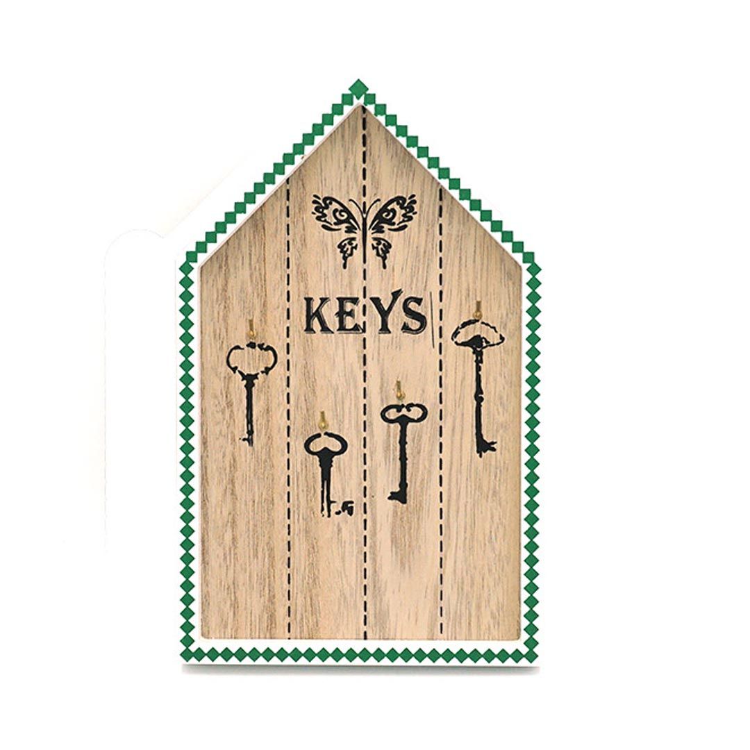 Key hanger ที่แขวนกุญแจ ทรงบ้าน 4 ตะขอ 17x27x2 cm